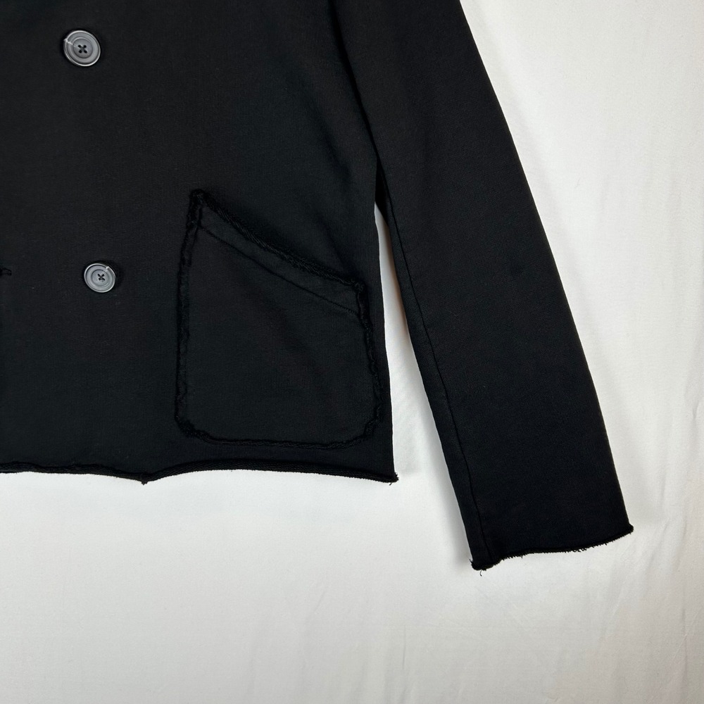 Frank & Eileen Mini Belfast Crop Knit Pea Coat Black Cotton Medium LABCROP - Picture 8 of 11